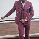 3 In 1 Men's Suits Coat Pants Vest Uniform Set-RED