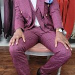 3 In 1 Men's Suits Coat Pants Vest Uniform Set-RED