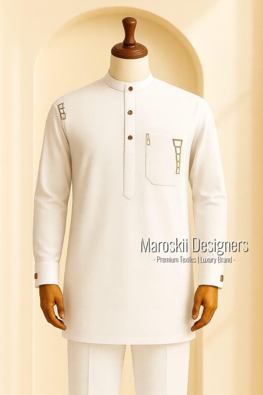 White Royal Embroidery Senator